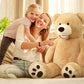 MorisMos 51 inch Smile Giant Teddy Bear, Large Stuffed Bears with Big Footprints, Big Stuffed Animals Cuddly Plush Gifts for Girlfriends, Boyfriend