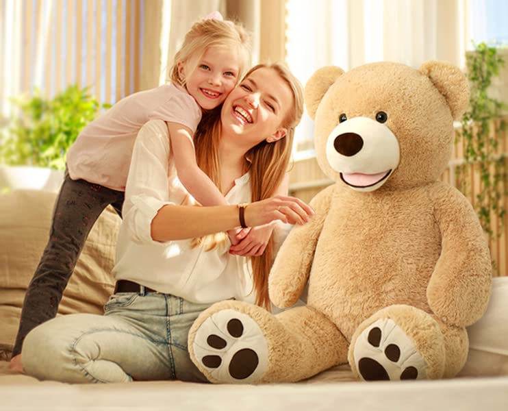 MorisMos 51 inch Smile Giant Teddy Bear, Large Stuffed Bears with Big Footprints, Big Stuffed Animals Cuddly Plush Gifts for Girlfriends, Boyfriend