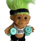 Lucky Green Space Martian Girl Troll Doll w/Electric Orange Hair