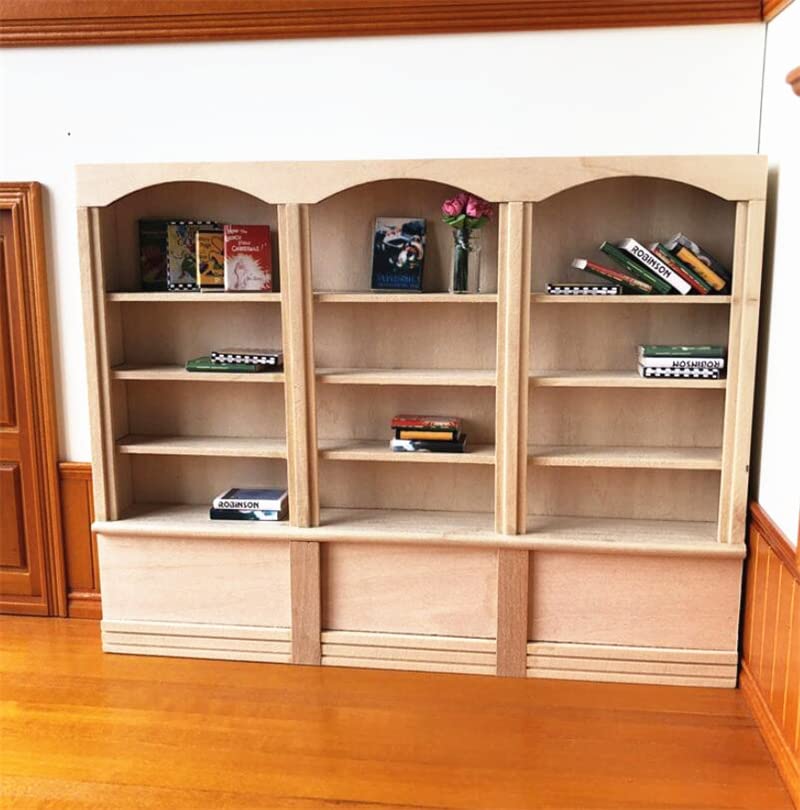 EatingBiting 1:12 mini Miniature Furniture Wooden Display Cabinet Bookcase Book Shelf Cabinet Wardrobe Model for Fairy Garden 23 x 17.9 x 2.8cm / 9.1