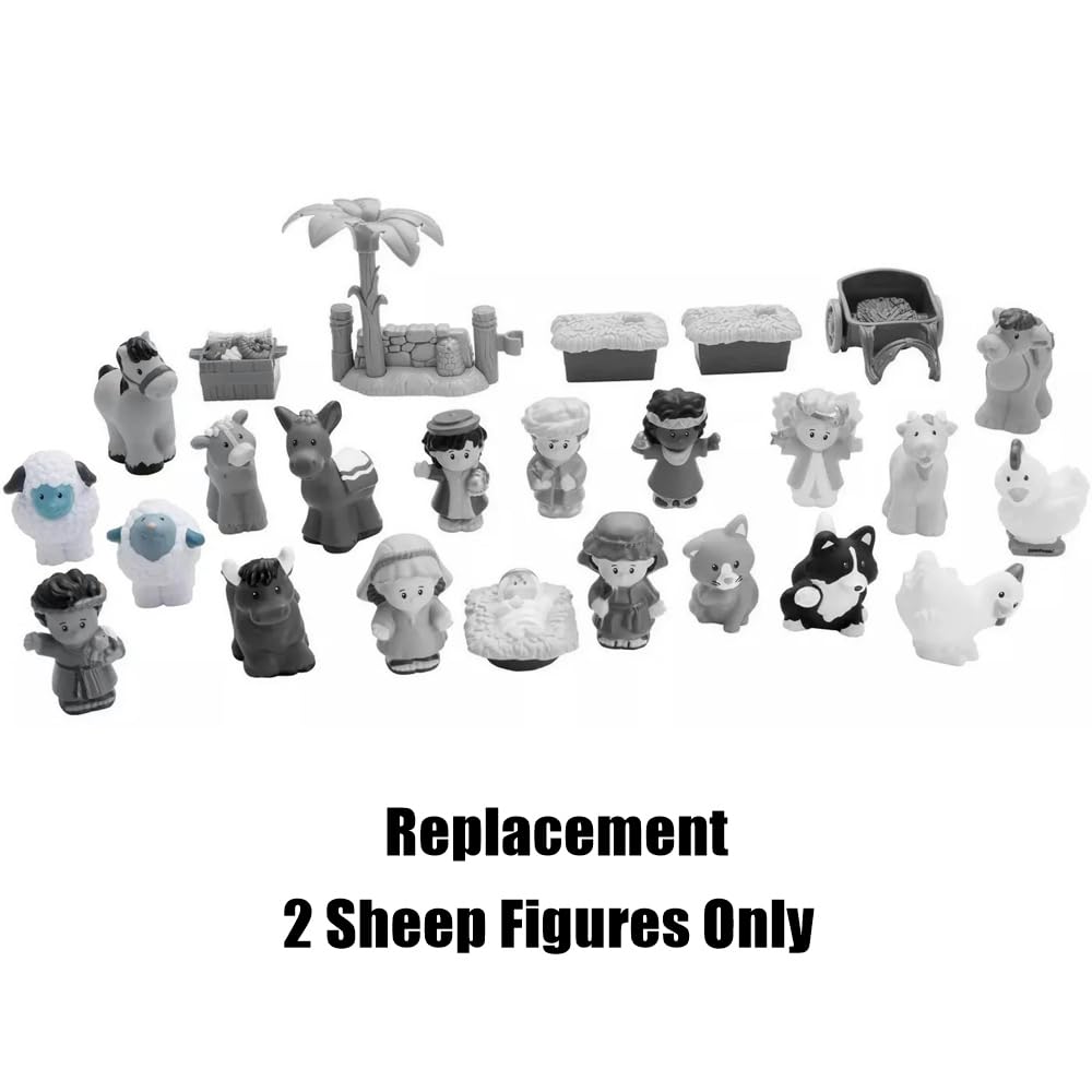 Mattel Replacement Parts for Little-People Christmas Nativity Playset - Replacement 2 Sheep Figures ~ Works with FPT07, DPX53, J2404 and Many Other