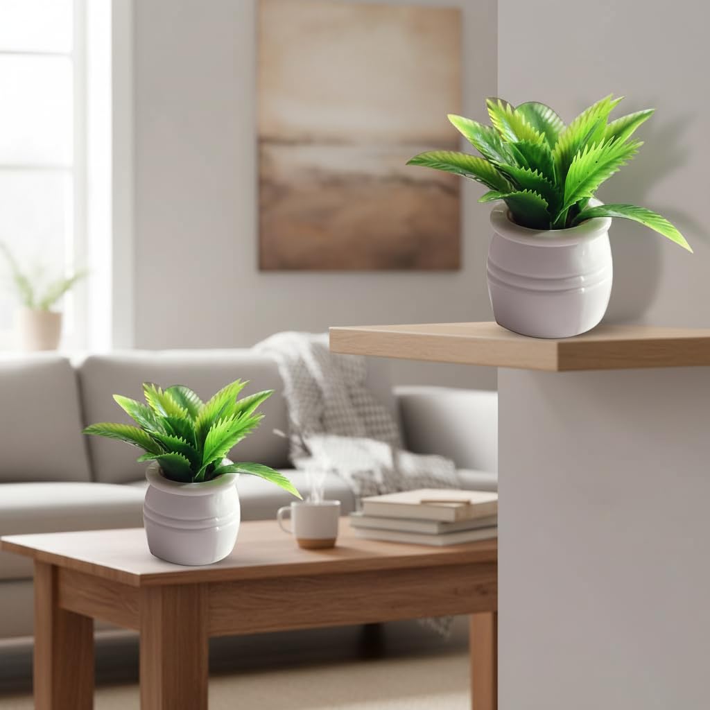 2Pcs 1:12 Scale Mini Potted Plants - Resin Botanical Decor for Dollhouse Kitchens and Living Rooms, Evergreen DIY Craft Accessories with Lifelike