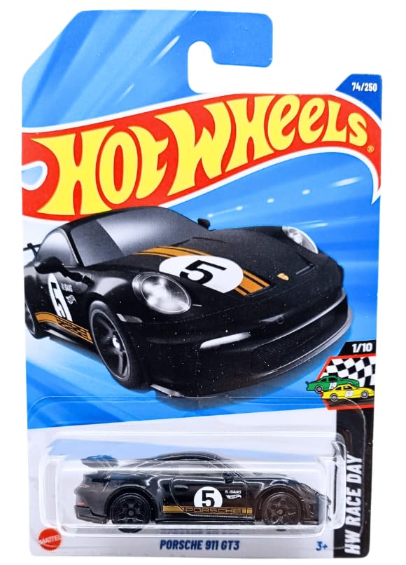 Hot Wheels Porsche 911 GT3, HW Race Day 1/10, 1:64 Scale Diecast Car