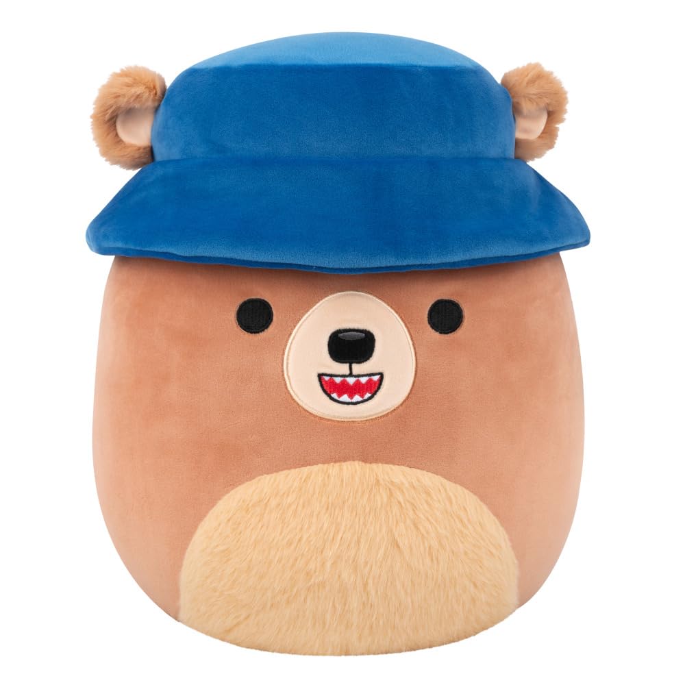 Squishmallows Original 12in Stokely the Brown Kodiak Bear with Fuzzy Belly and Bucket Hat - Official Jazwares Plush (Medium-Sized)