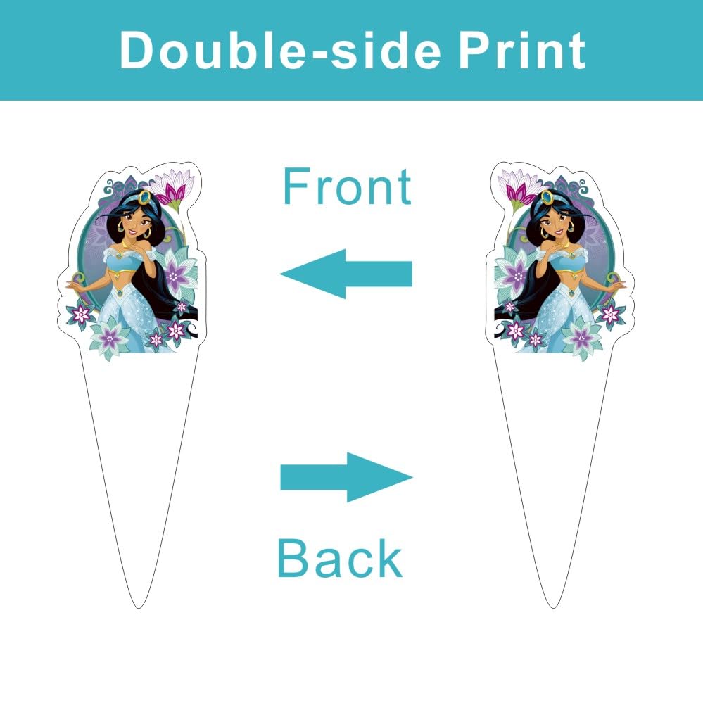 25Pcs Princess Jasmine Cake Decorations with 24pcs Cupcake Toppers 1pcs Cake Topper for Girls Birthday Party Supplies