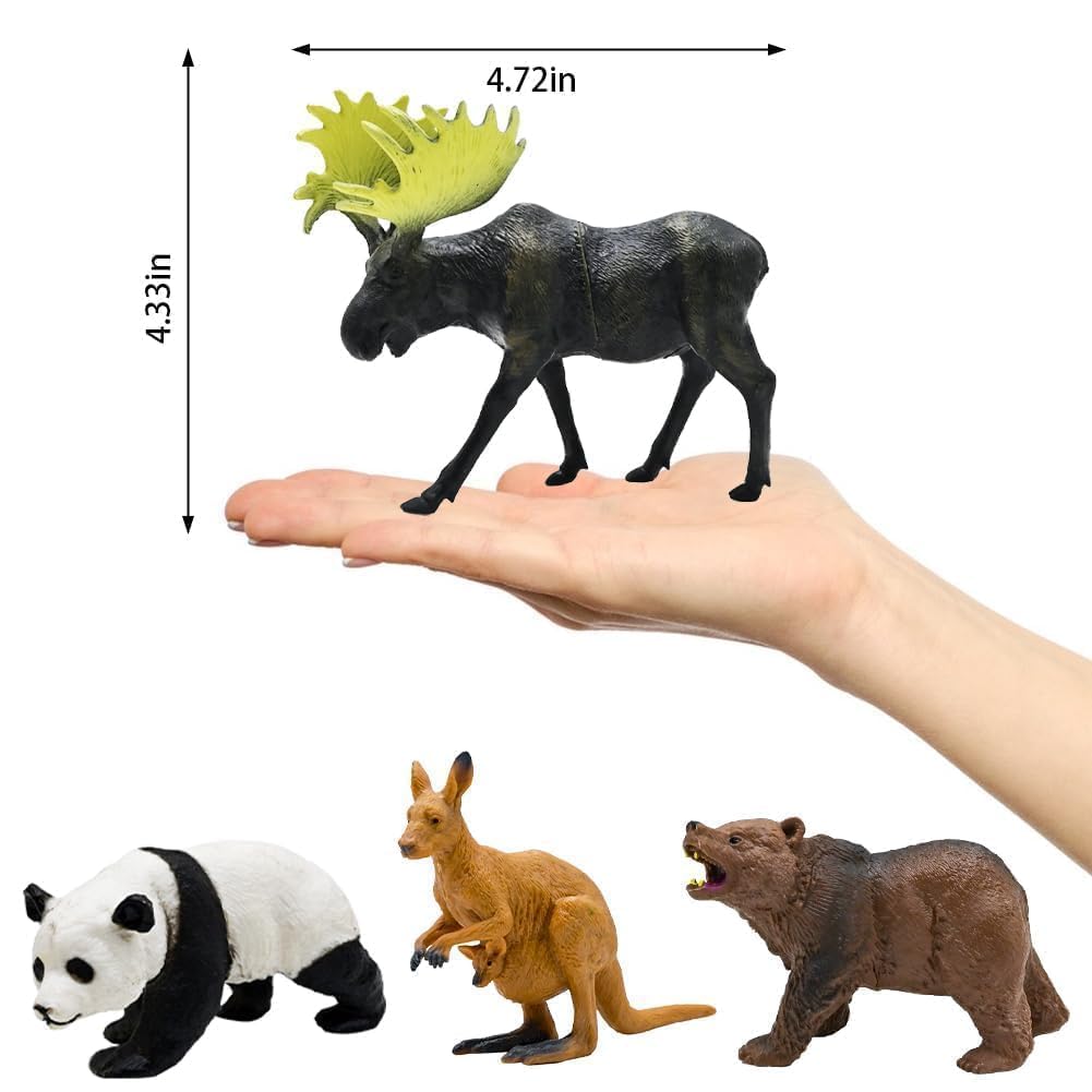 Safari Animals Figures Toys, Realistic Wild Zoo Animal Figurines, Plastic African Jungle Animals Playset for Kids Toddlers, 21Pcs Safari Toys Birthday