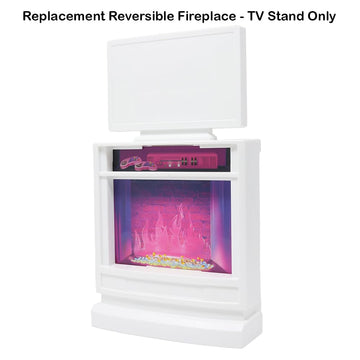Replacement Part for Barbie Doll Dreamhouse Doll House Playset HMX10 - Replacement White Reversible Fireplace - TV - Gaming Stand and Buffet - Stereo
