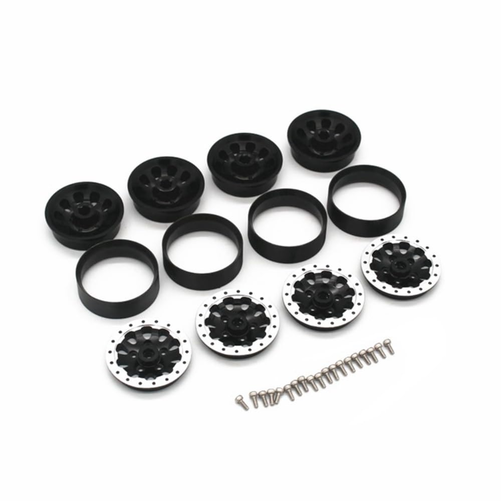 4PCS Metal Beadlock Wheel Hub Wheel Rim ? Rubber Tire for WPL C14 C24 C34 C44 B14 B24 B16 B36 MN MN78 D90 MN90 MN91 MN96 MN98 MN99 MN99S RC Car