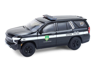 Greenlight 2024 Police Pursuit Vehicle Dover Police - 100th Anniversary Edition Black with White Stripes Hobby Series 1/64 Diecast Model Car GL30549