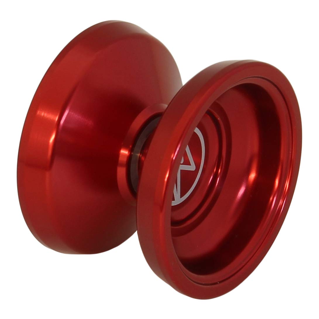 Yoyo King Proteus Professional Responsive Aluminum Yoyo - Metal Ball Bearing Yo-Yo for Kids & Adults - Long Spin Narrow C Bearing, Extra String - Red