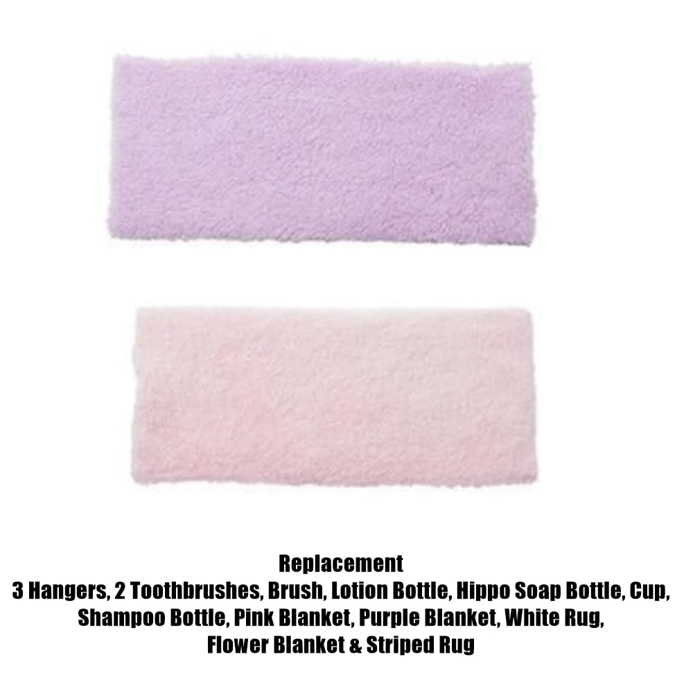 Replacement Parts for Barbie Dreamhouse Dollhouse - GRG93 ~ Barbie Size Accessories ~ Bathroom Supplies, Blankets and Rugs