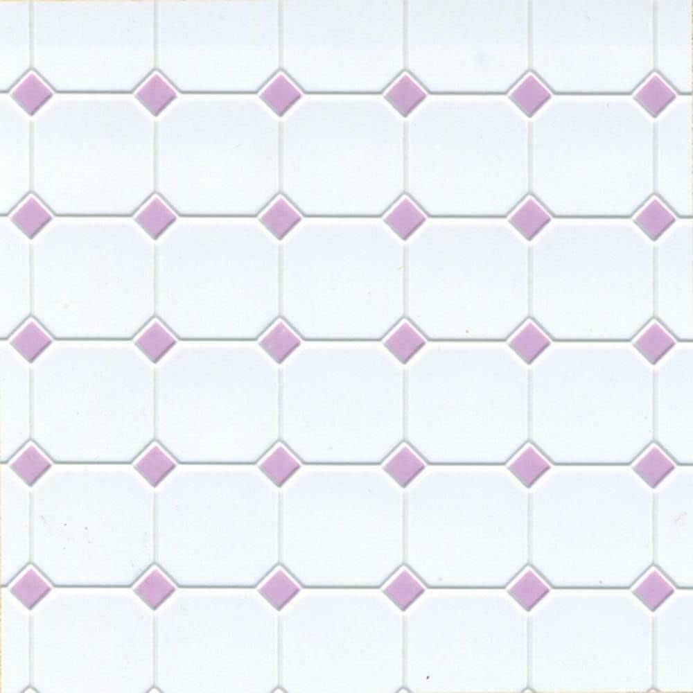 Town Square Miniatures Dollhouse Lilac White Moulded Plastic Tile Flooring Sheet Miniature 1:12 Scale