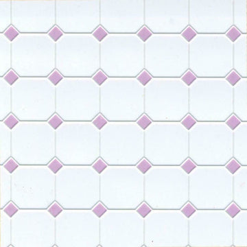 Town Square Miniatures Dollhouse Lilac White Moulded Plastic Tile Flooring Sheet Miniature 1:12 Scale