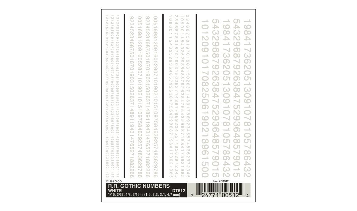Railroad Gothic Numbers, White