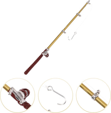 Gold 1/12 Miniature Fishing Pole Dollhouse Decoration Accessories, Miniature Fishing Pole, Dollhouse Accessories, Dollhouse Decor, Decorations