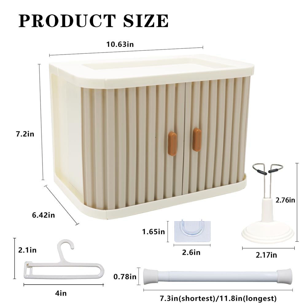 Bofiyma Foldable Doll Wardrobe Storage Compatible with Labubu - Complete Display Kit with 15 Hangers, Rod & 4 Stands - Sliding Door Organizer with Top