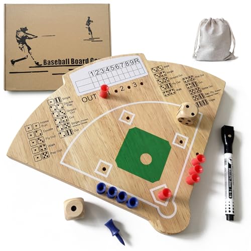 Baseball Board Game, Oak Made Leisure Game for Sport Battle Table Game for Family Party Holiday Coffee Travel Time Gameboard