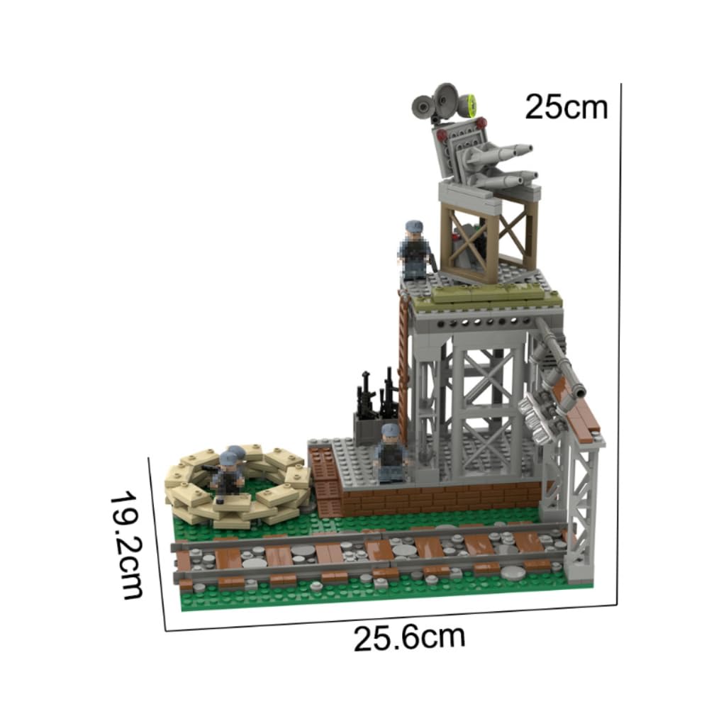 WW2 Military Base Building Set - 398 Pcs Army Fortresses, Trenches, Realistic WW2 Scene Recreation,Witch 4 Soldier Figures