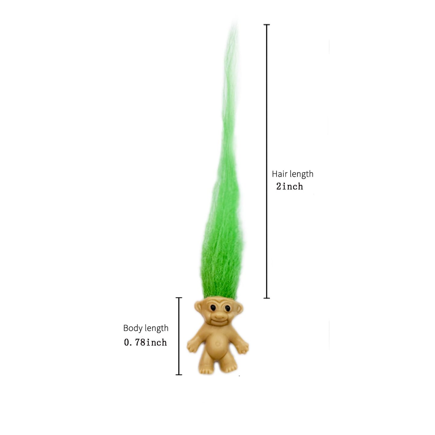 60pcs Long-haired Lucky mini Troll Dolls, Assorted Hair Colors, 0.78" Body