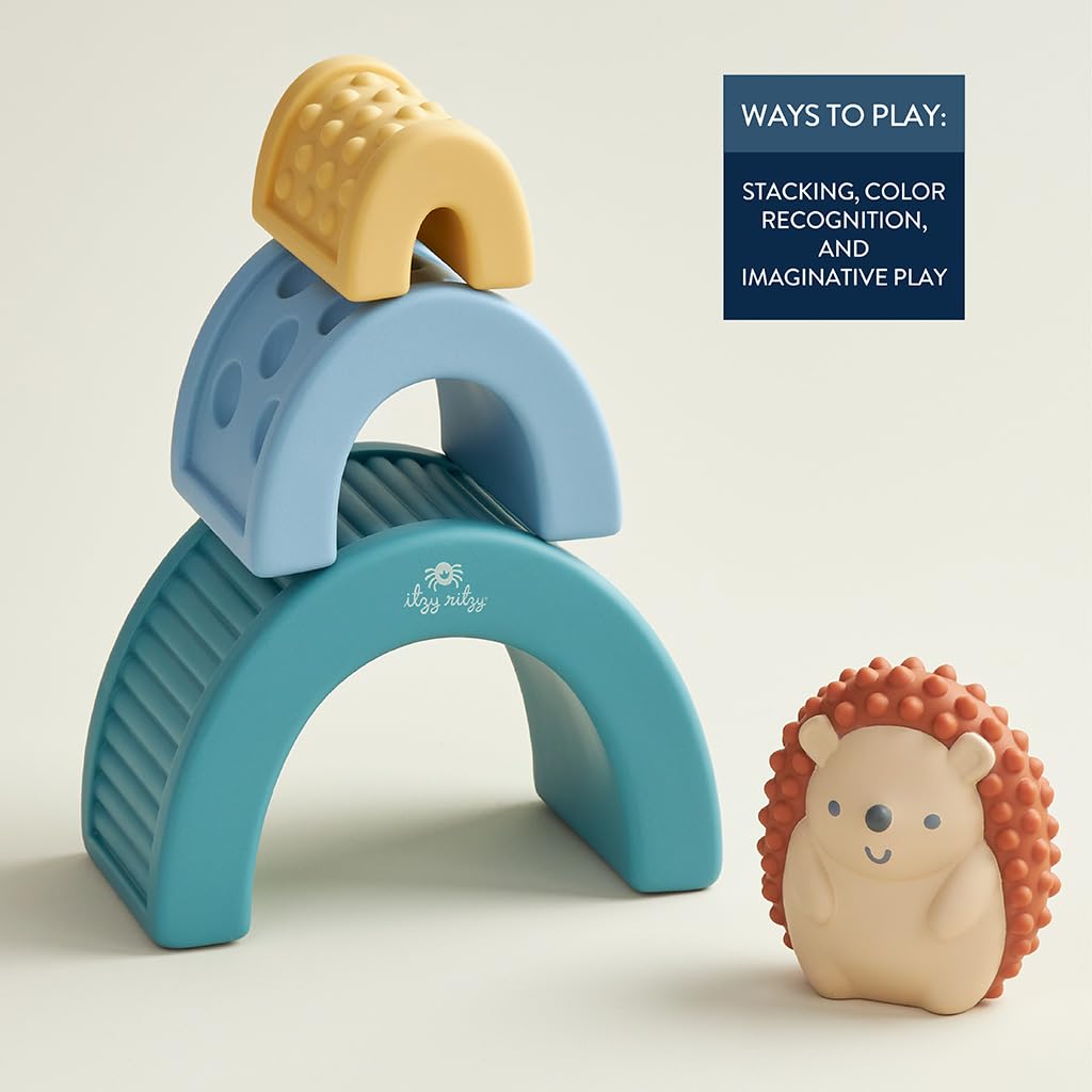 Itzy Ritzy Sensory Blocks Set - Baby Building Blocks 10-Piece Set - Features Soft & Textured Characters - Sensory Toy for Babies & Toddlers Aged 0