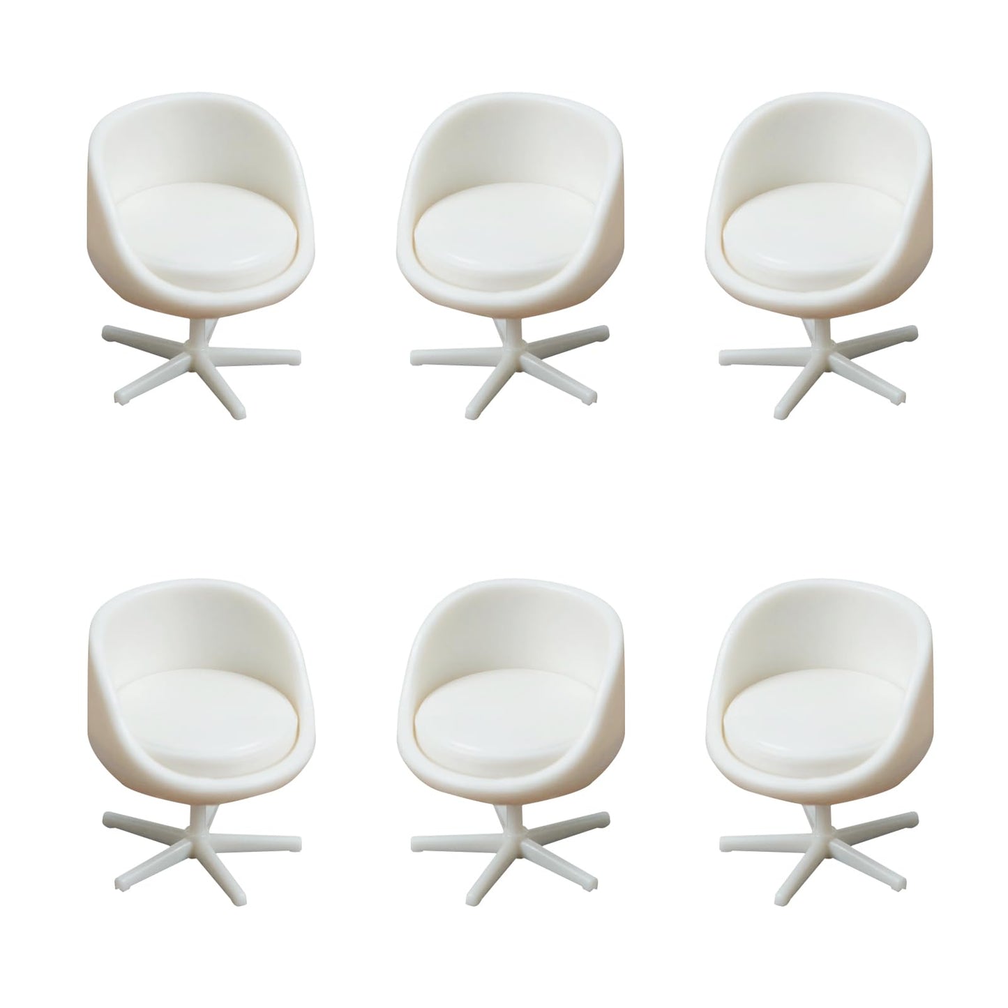 6Pcs 1:25 Scale Miniature Chair, Mini Plastic Chairs, Miniature Backrest Swivel Egg Chair for Mini House Accessories Gardening Scene Ornaments