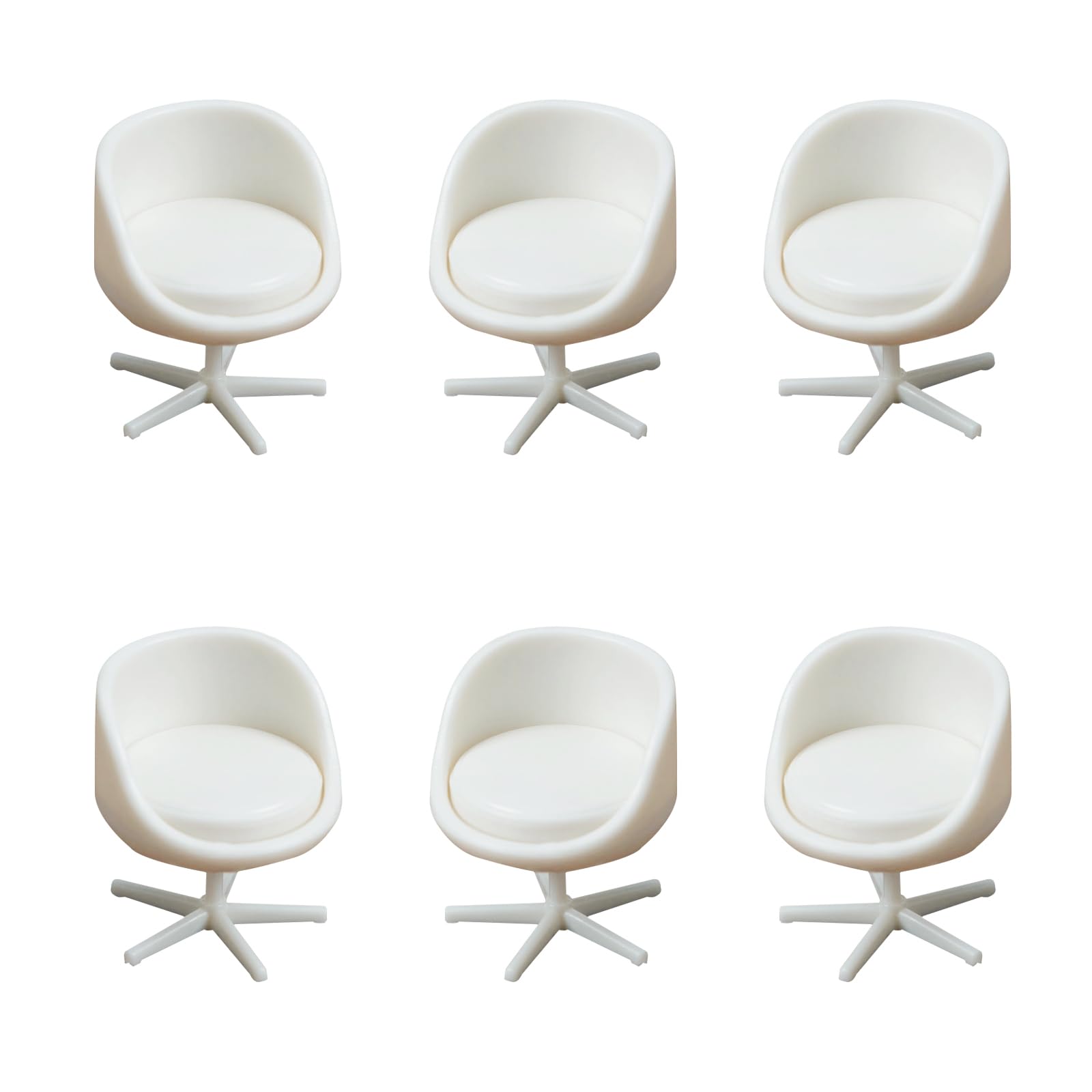 6Pcs 1:25 Scale Miniature Chair, Mini Plastic Chairs, Miniature Backrest Swivel Egg Chair for Mini House Accessories Gardening Scene Ornaments