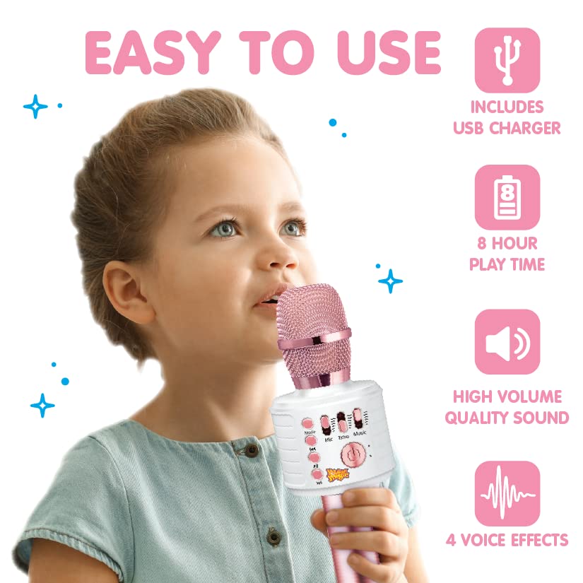 Move2Play, Kids Karaoke Microphone | Includes Bluetooth & Pre-Loaded Songs | Birthday Girls Present for All Ages, 2, 3, 4, 5+ Year Old Girls, Boys &