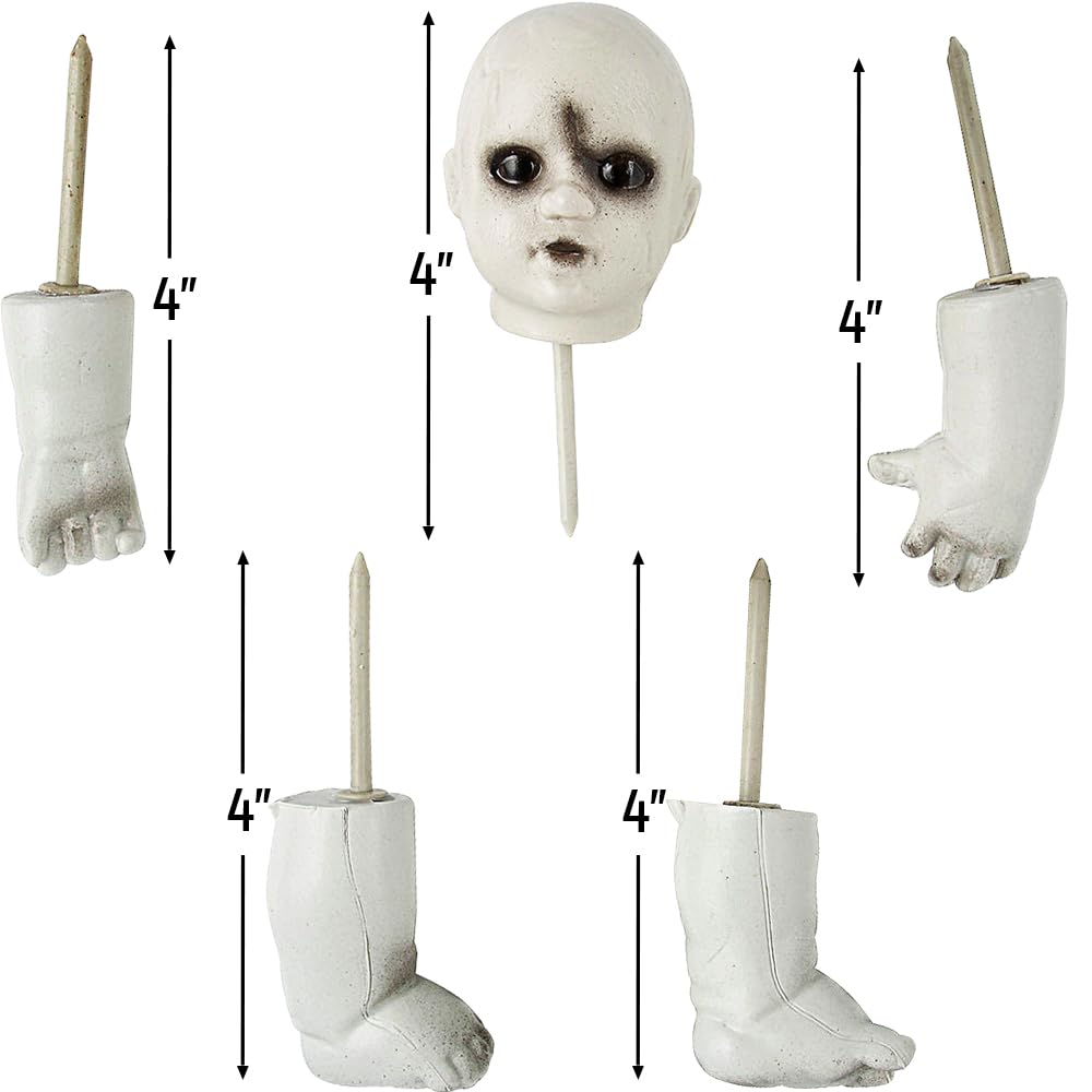 Fun Express Spooky Doll Pumpkin Poke-Ins Halloween Decoration, 5 Pieces