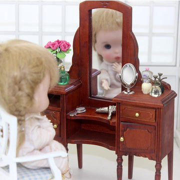 Gold 1/12 Miniature Mirror Dollhouse Decoration Accessories Dollhouse Decor