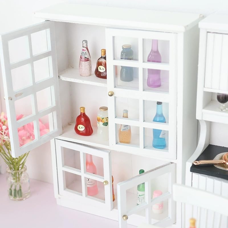SXFSE Dollhouse Decoration Accessories,1:12 Dollhouse Furniture Miniature Bookshelf Cabinet Living Room Pretend Toy