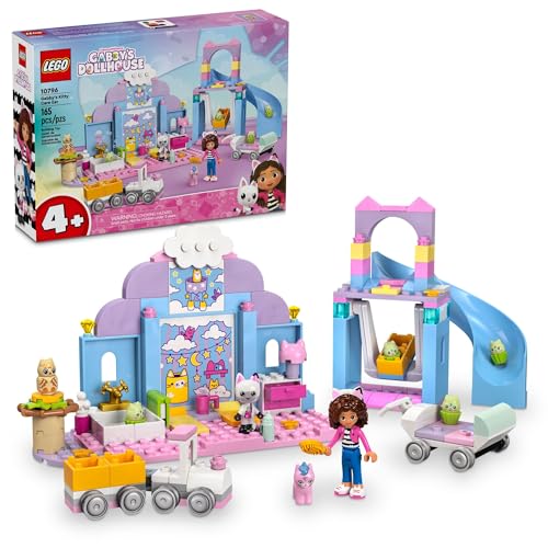 LEGO Gabby’s Dollhouse Gabby’s Kitty Care Ear Animal Playset for Kids, Pet Pretend-Play Entertainment Toy with a Pink Car, Slide, and Figures, Cat Toy