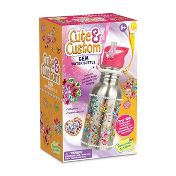 MindWare Cute & Custom Gem Water Bottle Decorating Kit, DIY Craft Activity with Stainless Steel Bottle and Gem Stickers, Creative Personalization Toy