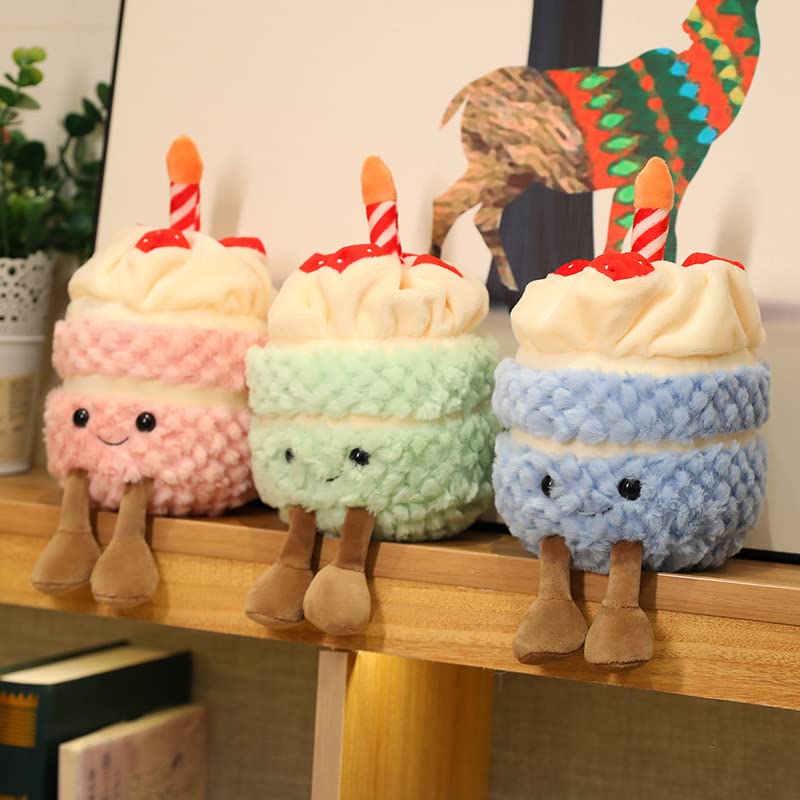 owemeet 11 Inch Birthday Cake Plush Stuffed Animals Plush Pillow Toy Soft Cake Plushies Funny Soft Food Plush Toys Gifts for Kids Birthday (Pink)