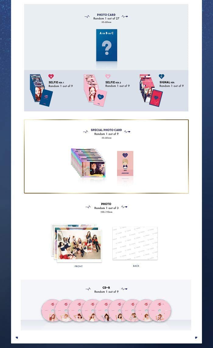 JYP Ent. Twice - Signal [B ver.] (4th Mini Album) CD+88p Photobook+1Photocard+1Special Photocard+1Photo+Double Side Extra Photocards Set