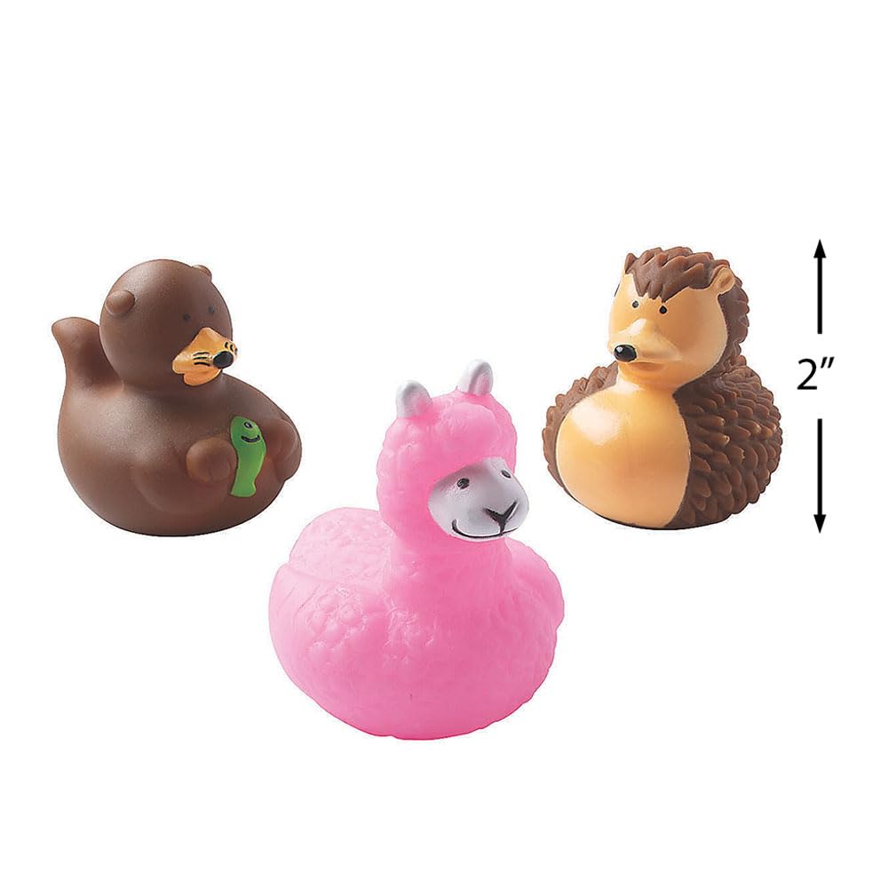 Fun Express Cute Animals Rubber Duckies - Toys - 12 Pieces - Multicolored