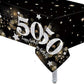 Oojami 4 Pack 50th Birthday Tablecloth, 50th Birthday Table Cloth - Plastic Party Table Covers, Reusable, Spill-Resistant, Fits 54 x 108 Inch