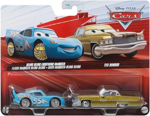 Mattel Cars 3 1:55 Scale Diecast 2-Pack On The Road Bling Bling Lightning McQueen and Tex Dinoco