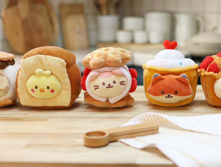 Anirollz Waffle Kittiroll Plush Pillow, Kawaii Kitty Cat in Waffle, 6"