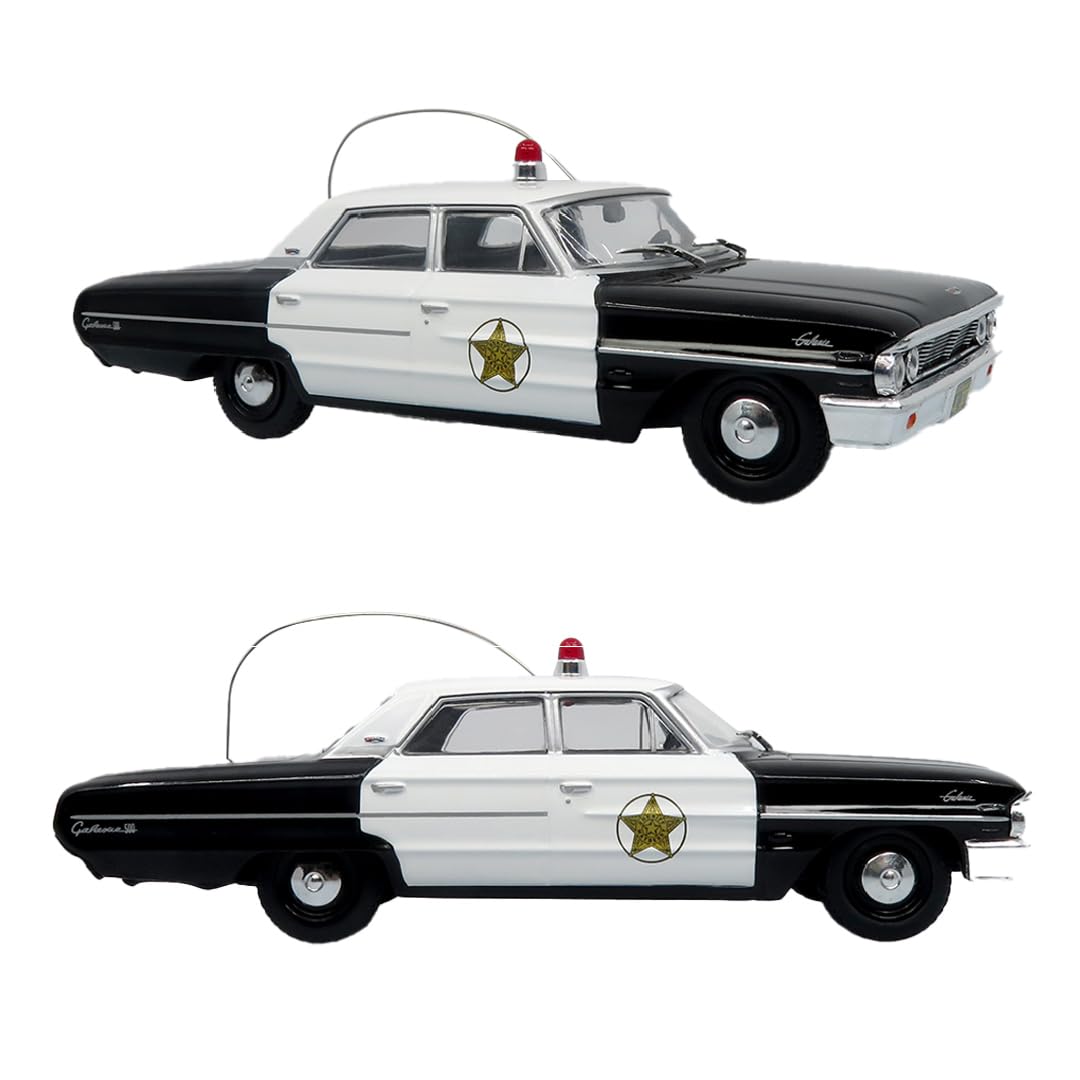 Iconic Replicas 1964 Ford Galaxie 500 Police Car: Mayberry Sheriff (White/Black) 1:43 Diecast Model