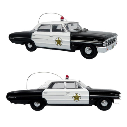 Iconic Replicas 1964 Ford Galaxie 500 Police Car: Mayberry Sheriff (White/Black) 1:43 Diecast Model