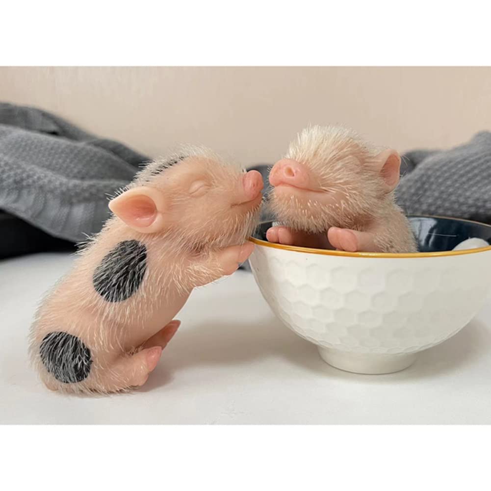 Lonian 5 Inch Silicone Pig Dolls Mini Silicone Pig Realistic Toy Full Silicone Pig (Black Spot)