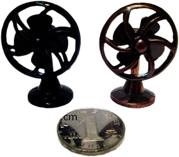 Tiosen Bronze Miniature Fan, 1/12 Scale Decoration, Home Outdoor Decoration Model Living Room Scene Craft Displays