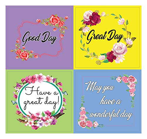 Creanoso Flower Theme Greetings Stickers (10-Sheet) - Total 120 pcs (10 X 12pcs) Individual Small Size 2.1 x 2. Inches, DIY Decoration Art Decal