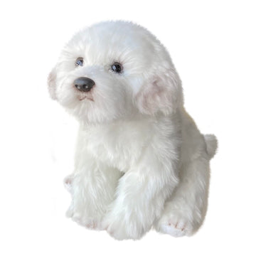 FAONIE Realistic Plush Maltese Dog, Stuffed Animal Puppy Dog Toys, For Kids Adult Birthday, White, 14inch