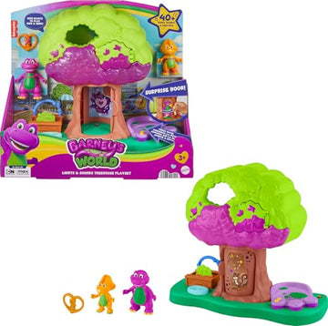 Barney World Preschool Toy Lights & Sounds Treehouse Playset with Figures for Pretend Play Kids Ages 3+ Years