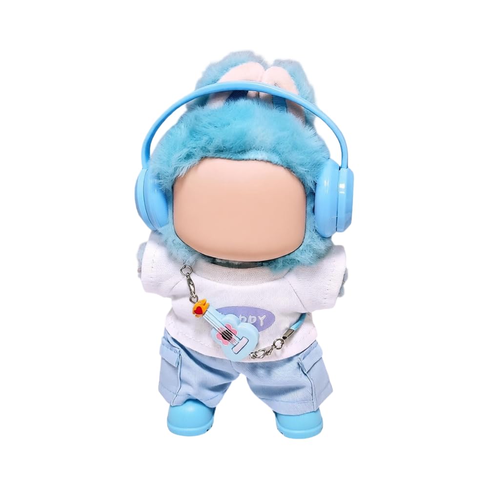 5pcs for Labubu Clothes Set Cute Outfit for 17cm Doll Clothing and Accessories Shoes (No Doll) (Pink)