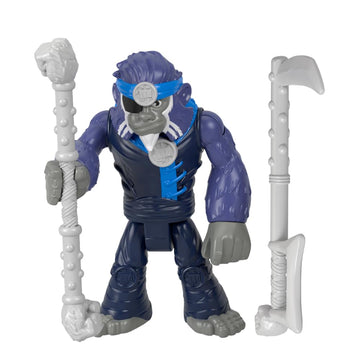 Fisher-Price Replacement Part Imaginext Gorilla Fortress Playset - HML57 - GYX00 ~ Replacement Posable Monkey Figure with Eye Patch and Two Gray