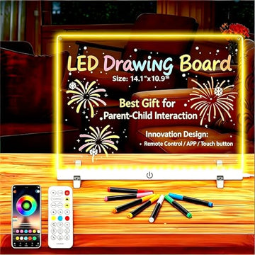 LED Drawing Board Control by APP/Remote/Music Syn/Touch Button, Doodle Glow, Acrylic Dry Erase Board with LED Light, Glowing Memo, Ideal