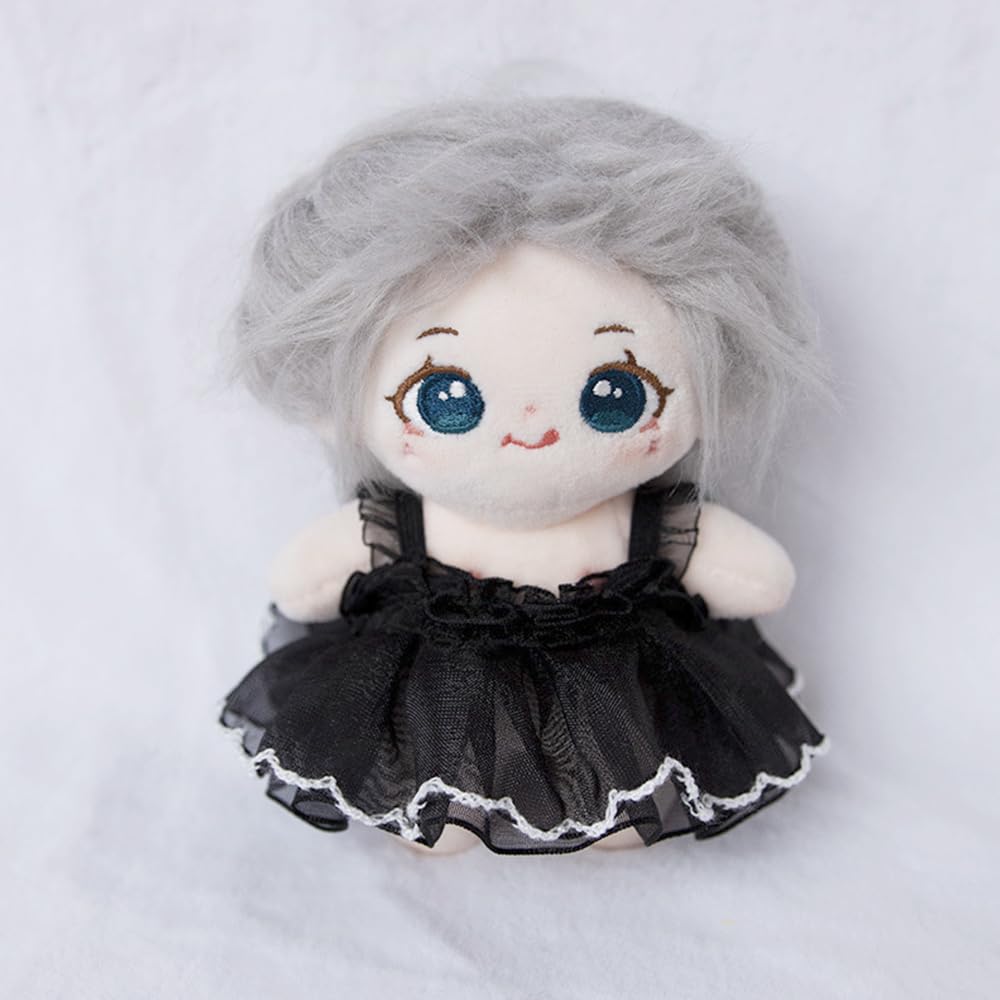 niannyyhouse 10cm Plush Doll Clothes Lace Black and White Dress Stuffed Toy Dressup (White)