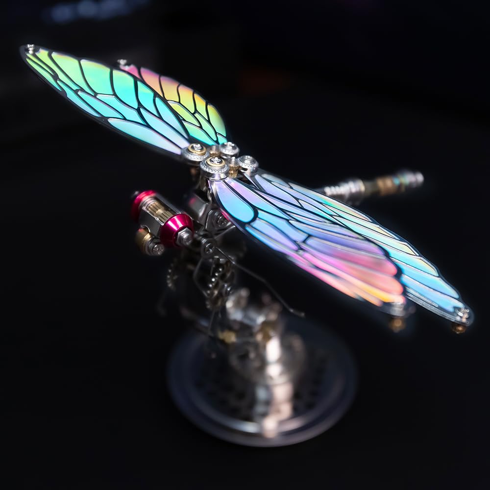 Arcynix Mostarle Cyberpunk Dragonfly 3D Metal Puzzle, DIY Mechanical Model Kit for Teens & Adults, Color-Shifting Electroplated Wings, Adjustable